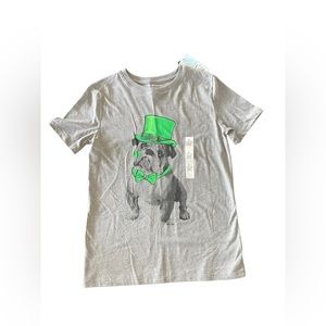 Cat & Jack St Patrick’s Shirt, NWT, Size L(12/14), Gray/Green, Bulldog